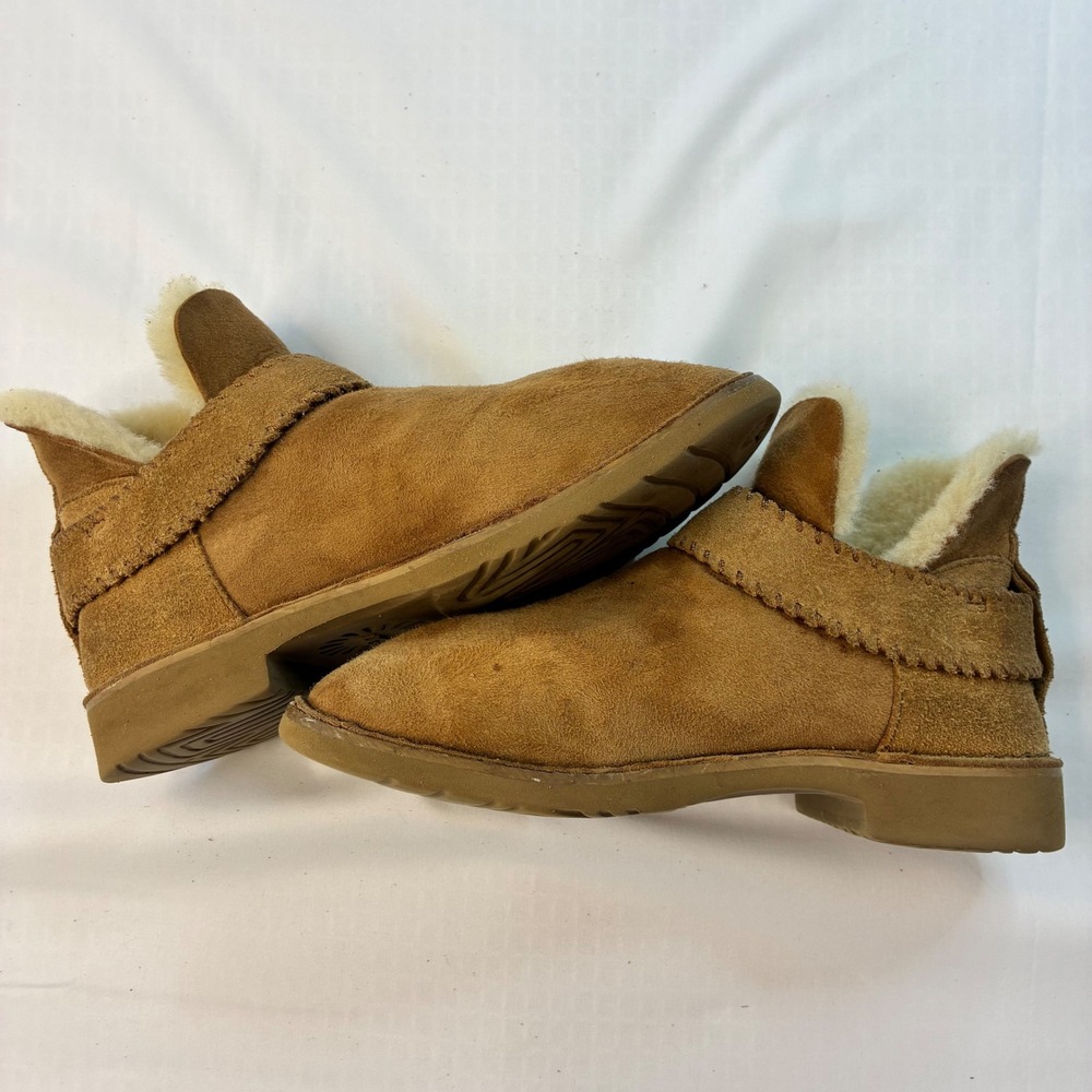 UGG Amie Slim Chestnut Suede Shearling Ankle Boots 1012358 Womens 6.5